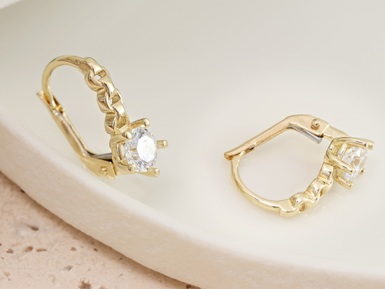Złote kolczyki angielskie z cyrkonią