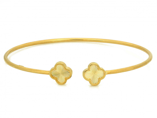Bransoletka złota sztywna bangle z modnymi kwiatkami