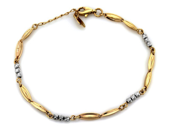 Delikatna złota bransoletka z białymi kulkami