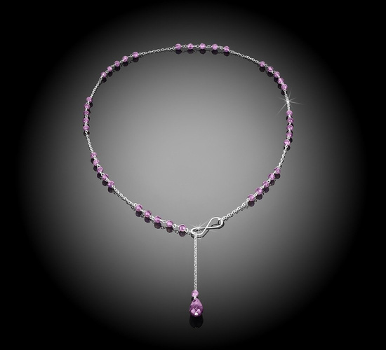 Naszyjnik srebrny 925 z 42 naturalnymi ametystami - nieskończoność