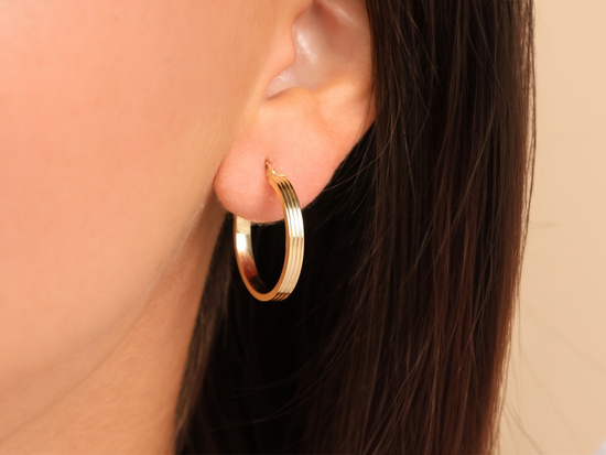 Kolczyki złote frezowane koła 26mm