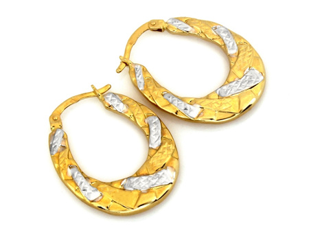 Kolczyki złote owalne frezowane poszerzane