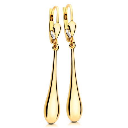 Złote kolczyki 375 - wiszące krople