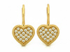 Kolczyki złote angielskie z sercem z cyrkoniami