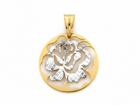 Złota zawieszka róża okrągła duża