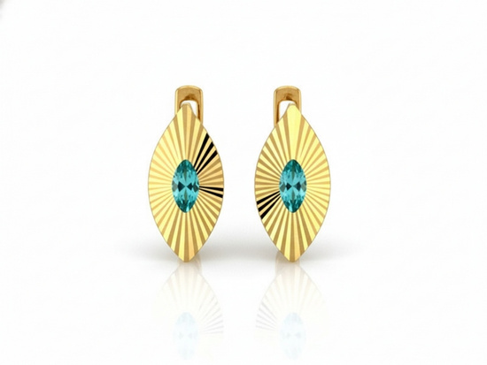 Kolczyki złote z turkusowym kamieniem