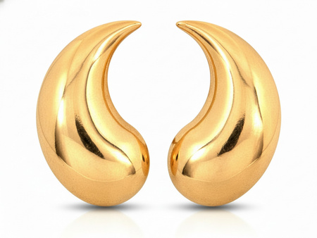 Kolczyki złote jak krople na sztyfcie modne na czasie