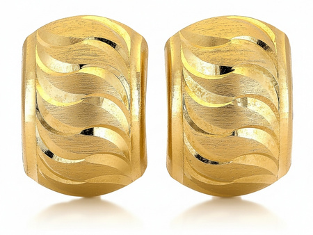 Kolczyki złote popularny wzór blaszki z satyną