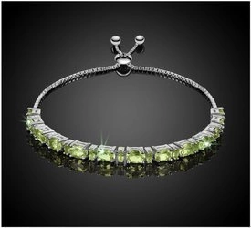 Bransoletka srebrna 925 z 23 naturalnymi afrykańskimi oliwinami