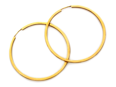 Złote kolczyki koła błyszczące szarniry 40mm