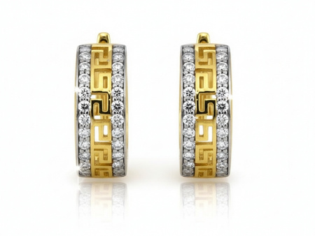 Kolczyki złote kółka z motywem greckim