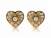 Złote kolczyki ażurowe serce na sztyfcie