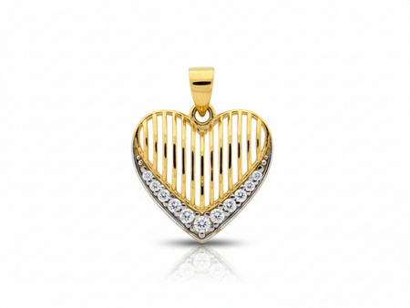 Zawieszka złota ażurowe serce zdobione cyrkoniami