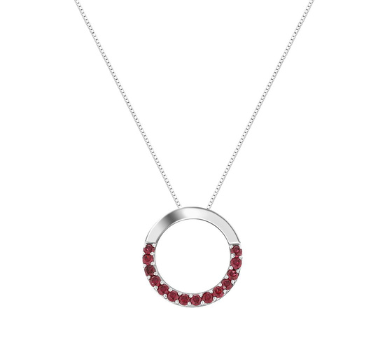 Naszyjnik srebrny 925 z 14 naturalnymi rodolitami - koło