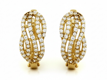 Kolczyki złote bogato zdobione cyrkoniami