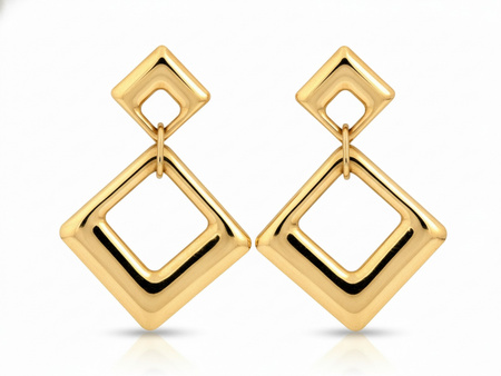 Kolczyki złote duże z dwóch ruchomych kwadratów
