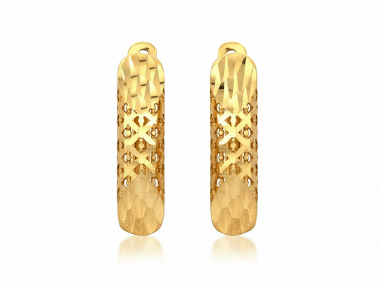 Złote kolczyki angielskie błyszczące z ażurem