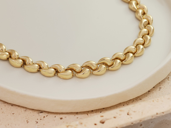 Złota bransoletka elementowa z małych dmuchanych kropli