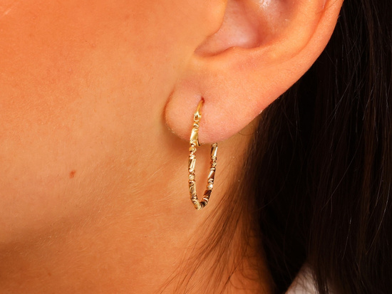 Kolczyki złote koła angielskie błyszczące z kulkami