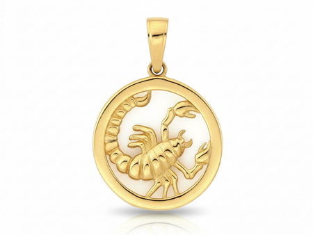 Zawieszka złota Skorpion okrągły zodiak