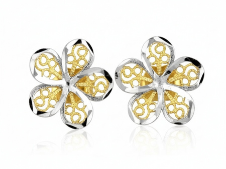 Kolczyki złote na sztyft ażurowe kwiatuszki