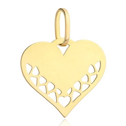 Złota zawieszka 585 - serce ażurowe