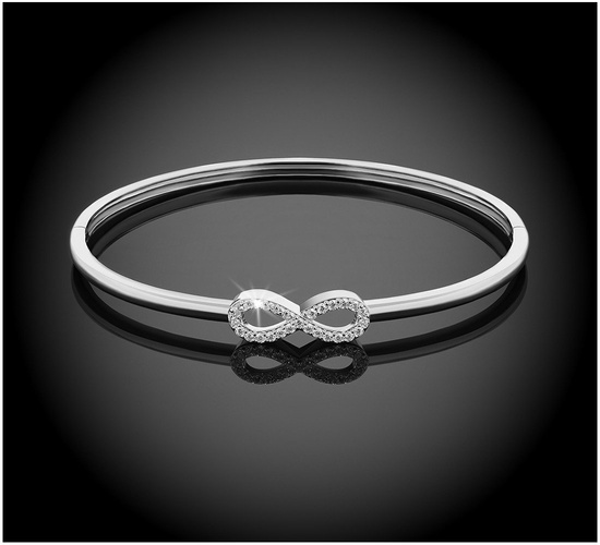 Bransoletka srebrna 925 z diamentowymi cyrkoniami - nieskończoność