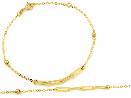 Bransoletka złota z kuleczkami wstawka z dużych ogniw