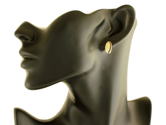 Kolczyki złote owalne z cyrkoniami wygodne zapięcie