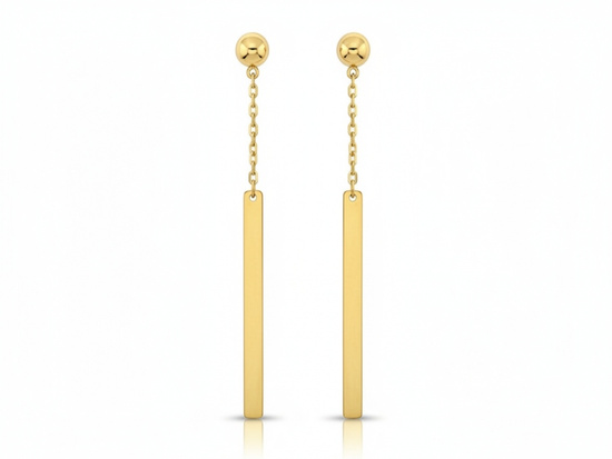 Sztyfty z żółtego złota na łańcuszku