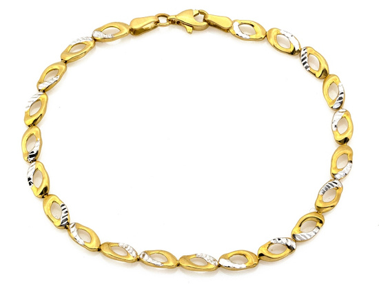 Bransoletka złota elementowa dwukolorowa