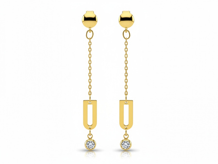 Kolczyki złote długie łańcuszkowe na sztyfcie