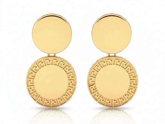Kolczyki złote duże z dwóch okrągłych elementów