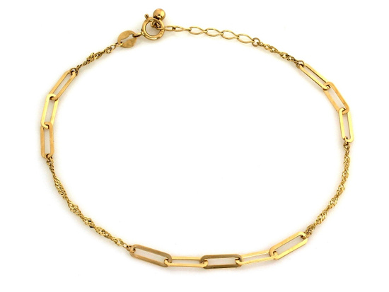 Złota bransoletka delikatna łańcuszkowa z wstawką z dużych ogniw