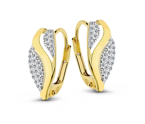 Złote kolczyki 585 z cyrkoniami - klasyczne