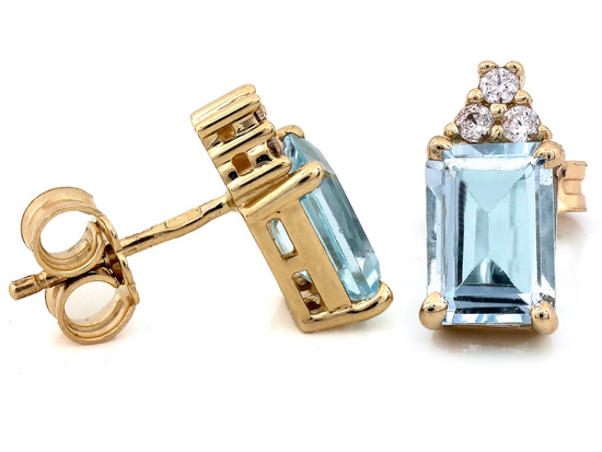 Kolczyki złote na sztyfcie z topazem i cyrkoniami