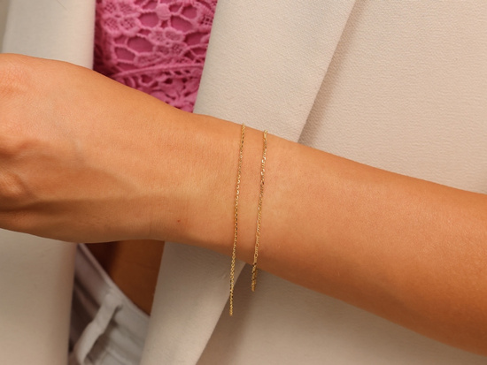 Delikatna złota bransoletka łańcuszkowa ankier 1.6mm
