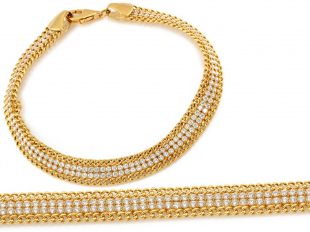 Bransoletka złota taśma z cyrkoniami