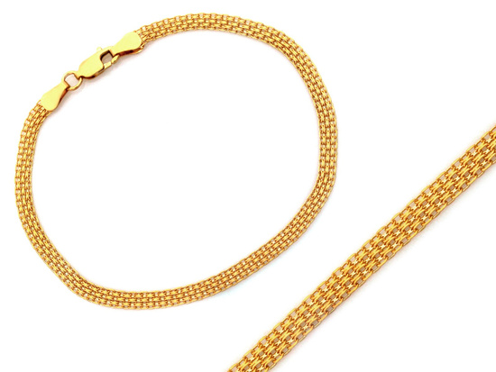 Bransoletka złota szeroki splot z kilku łańcuszków