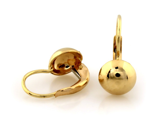 Kolczyki złote jak pinezki na zapięciu angielskim