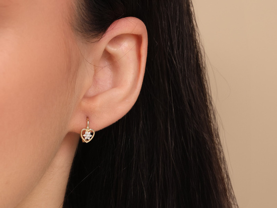 Kolczyki złote angielskie z sercem