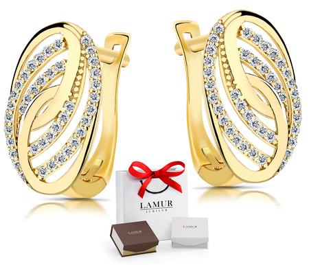 Złote kolczyki 585 z cyrkoniami - klasyczne