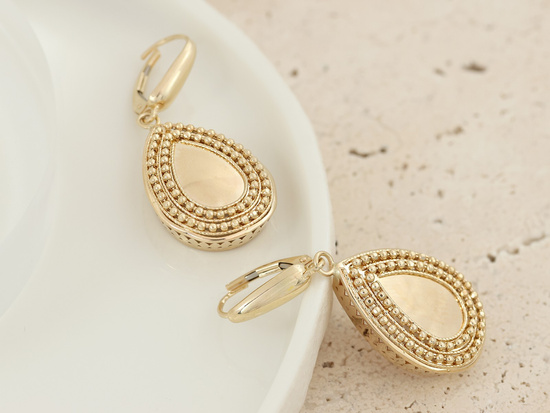 Kolczyki złote duże wiszące krople