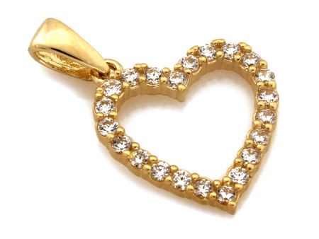 Zawieszka złota serce kontur z cyrkoniami