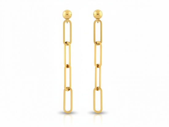 Kolczyki złote wiszące łańcuszki na sztyfcie