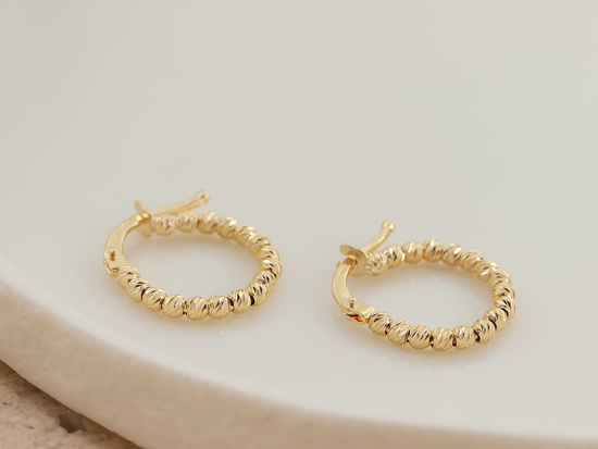 Kolczyki złote kółka z kulek 15mm