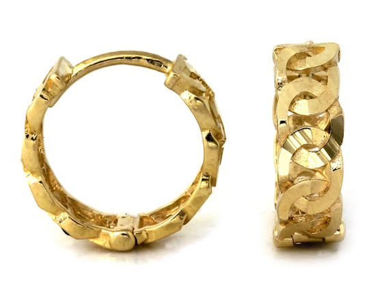 Kolczyki małe złote kółka przeplatane 