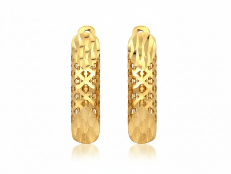 Złote kolczyki angielskie błyszczące z ażurem