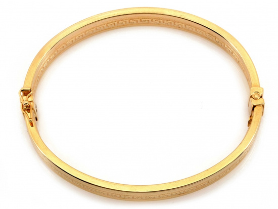 Bransoletka złota koło bangle z wzorem greckim ekskluzywna