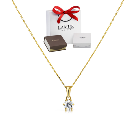 Złoty naszyjnik 585 - klasyczny z cyrkonią